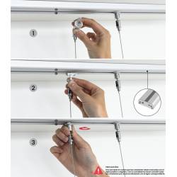 Cable para colgar carpetas de luz de perfil uso