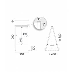 CABALLETE PIZARRA DE MADERA NEGRA tamaño 90x51 CM medidas