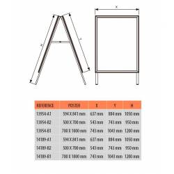 Caballete de Aluminio DIN A1 medidas
