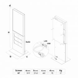 TOTEM CON MONITOR SAMSUNG DE 43 pulgadas y PORTAFOLLETOS medidas