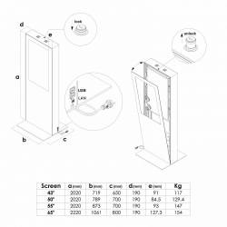 TOTEM DIGITAL DOBLE CARA CON MONITOR SAMSUNG DE 43  o 50 PULGADAS TECNICO