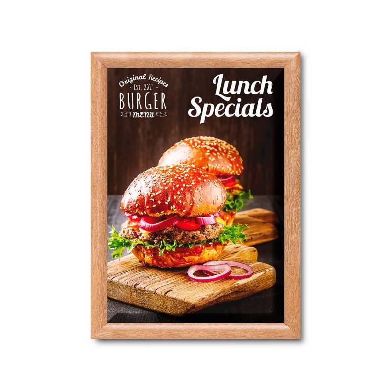 Marco de aluminio imitación madera para cartel A3