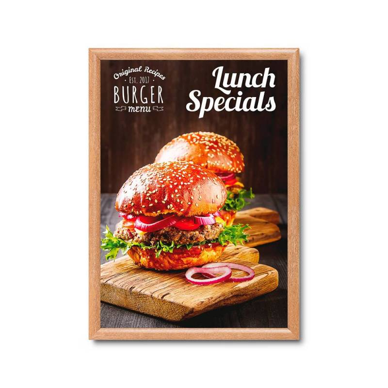 Marco de aluminio imitación madera para cartel A2