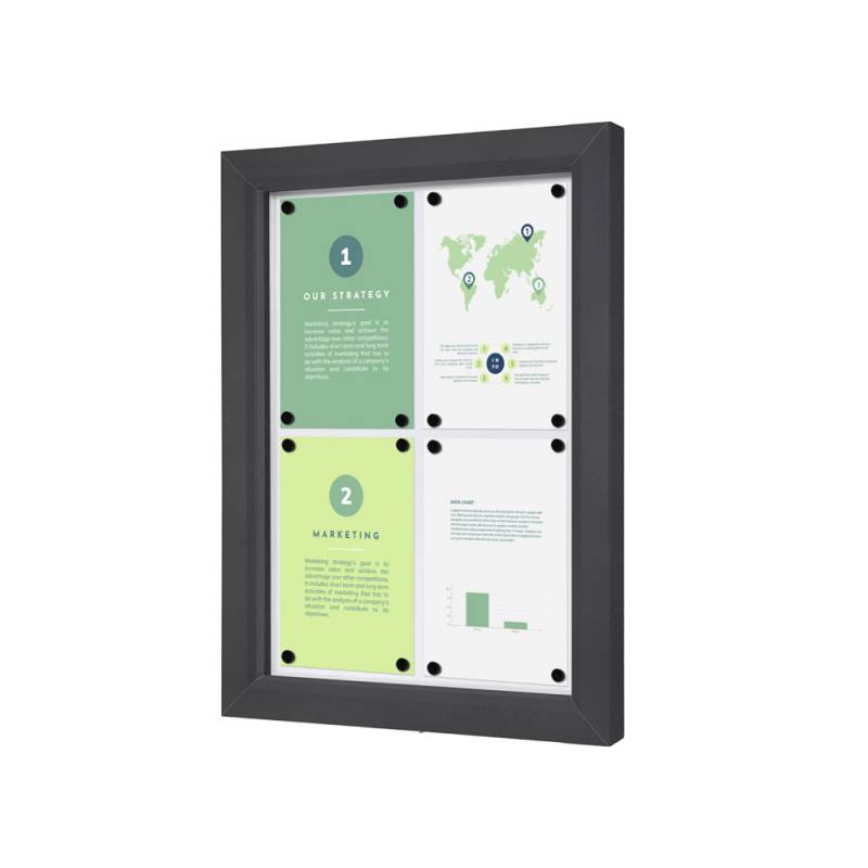 Vitrina de exterior color antracita certificada IP56 de 4 A4