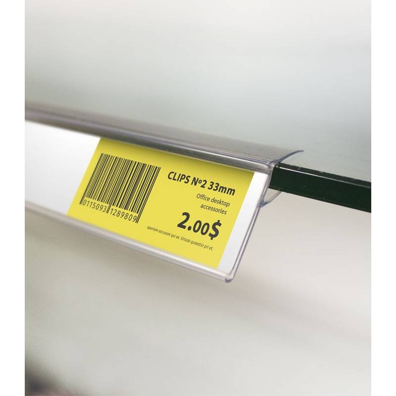 Perfil portaprecios para estantes de cristal etiqueta 30 mm