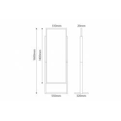 Soporte con patas para cartel de 505x1396 mm medidas