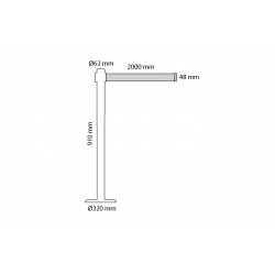 poste separador de cinta con rueda medidas