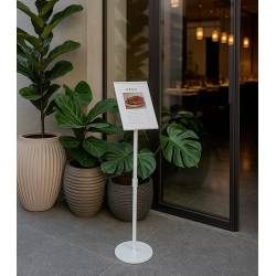 Porta menú o portagráficas blanco ajustable en altura 8