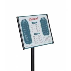 Porta menú o portagráficas negro con base redonda 12