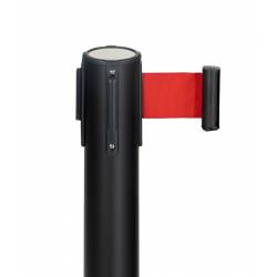 Poste separador negro con cinta roja detalle cinta