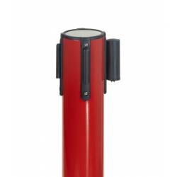 Poste rojo con cinta roja y blanca detalle conectores