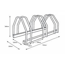 Parking para 3 bicicletas en acero galvanizado medidas