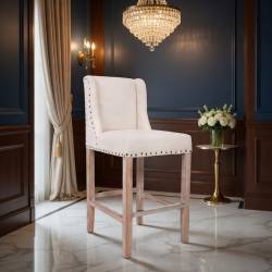 TABURETE CLASICO TAPIZADO EN LINO ejemplo