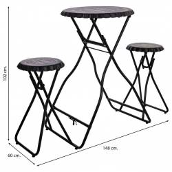 MESA ALTA PLEGABLE CON TABURETES 3