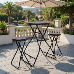 MESA ALTA PLEGABLE CON 2 TABURETES