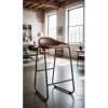 TABURETE DE METAL ASIENTO EN CUERO