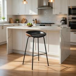 TABURETE DE METAL CON ASIENTO EN SIMILPIEL