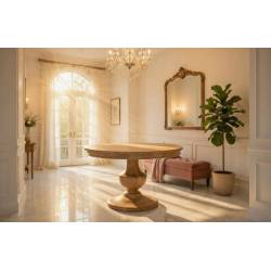 Mesa redonda de madera de mango