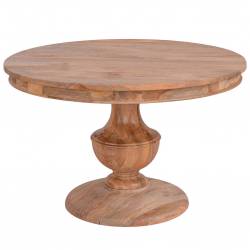 Mesa redonda de madera de mango vista