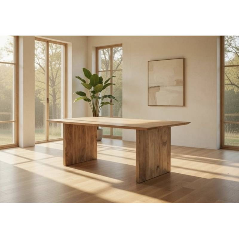 Mesa de madera de acacia marrón