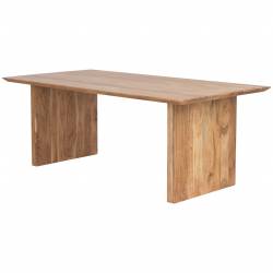 Mesa de madera de acacia marrón vista