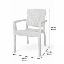 SILLON IMITACION RATAN BLANCO medidas
