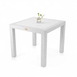MESA CUADRADA IMITACION RATTAN COLOR BLANCO 2