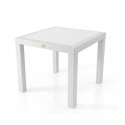 MESA CUADRADA IMITACION RATTAN COLOR BLANCO 3