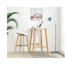 Taburete alto patas de metal y asiento en polipropileno blanco 3