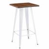 MESA ALTA CUADRADA ACERO BLANCO Y TAPA DE MADERA