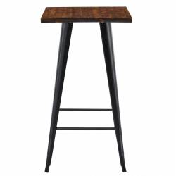 MESA ALTA CUADRADA ACERO NEGRO Y TAPA DE MADERA FRONTAL
