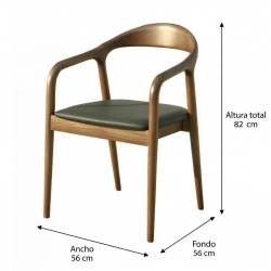 SILLON O SILLA CON BRAZOS DE MADERA DE HAYA TEÑIDA COLOR NOGAL MEDIDAS