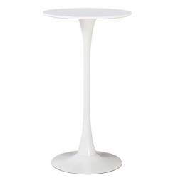 Mesa alta redonda de 60 cm con base de metal y tapa lacada en blanco 2