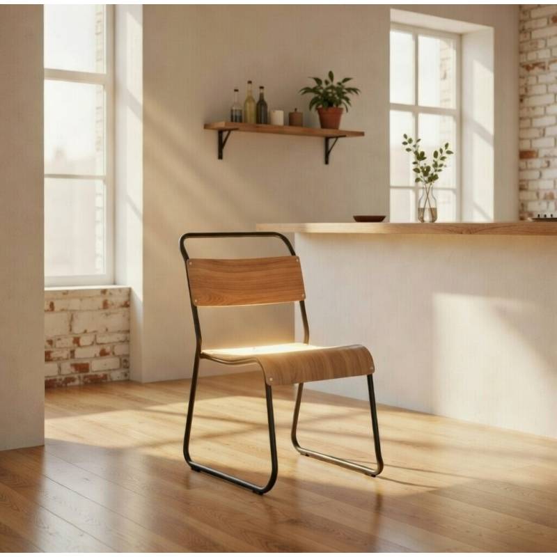 Silla apilable en madera contrachapada de abedul