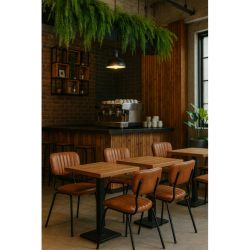 Silla estilo vintage con asiento y respaldo en similpiel ambiente