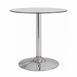 MESA DE CRISTAL REDONDA 60 cm BASE CROMADA 2