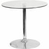 MESA DE CRISTAL REDONDA 80 cm BASE CROMADA 2
