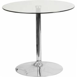 MESA DE CRISTAL REDONDA 80 cm BASE CROMADA 2