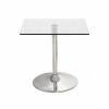MESA DE CRISTAL CUADRADA 80 cm BASE CROMADA 0