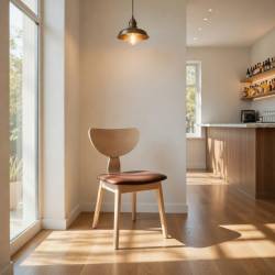 Silla en contrachapado de madera de hevea asiento en similpiel 2