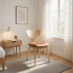 Silla en contrachapado de madera de hevea asiento en similpiel