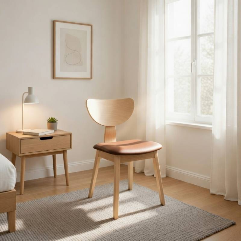 Silla en contrachapado de madera de hevea asiento en similpiel