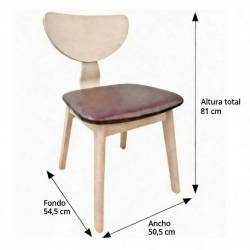 Silla en contrachapado de madera de hevea asiento en similpiel medidas