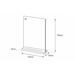 Portagráfica con base de metacrilato vertical medidas A6