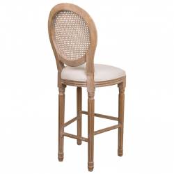 TABURETE ALTO DE MADERA ASIENTO TAPIZADO Y RESPALDO DE REJILLA 6