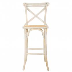 TABURETE ALTO EN MADERA ACABADA EN BLANCO Y ASIENTO EN RATAN6