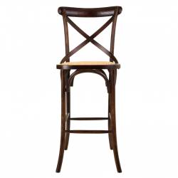 TABURETE ALTO EN MADERA ACABADO NOGAL Y ASIENTO EN RATAN 4