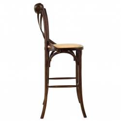 TABURETE ALTO EN MADERA ACABADO NOGAL Y ASIENTO EN RATAN 5