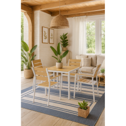 MESA DE 80x80 cm EN METAL Y POLYWOOD AMARILLO 3