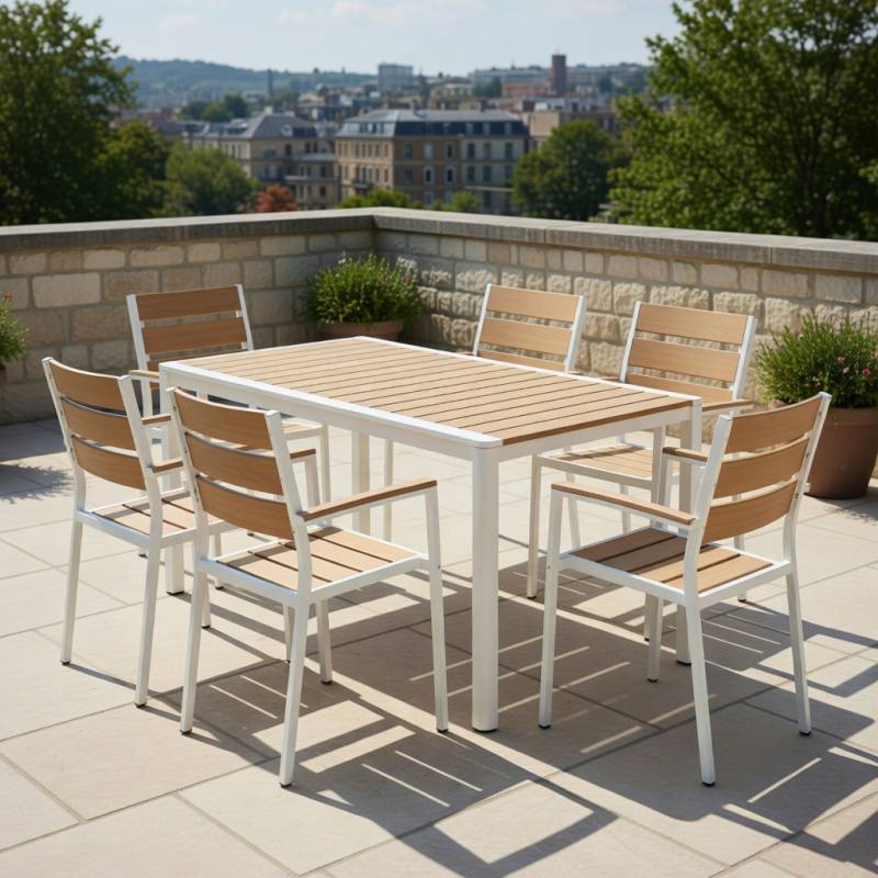 MESA DE 160X90 cm EN METAL Y POLYWOOD AMARILLO